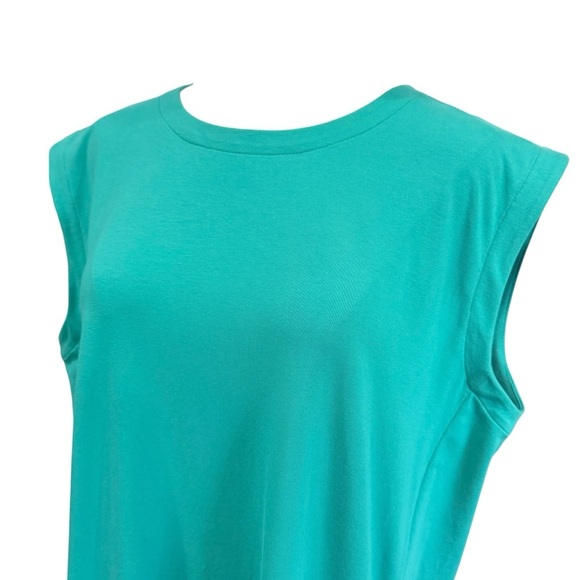 Eileen Fisher Pima Cotton Stretch Jersey Round Neck Dress Seastar Green MEDIUM - Picture 3 of 15